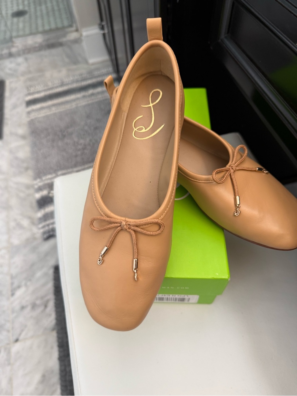 Sam Edelman Tan Leather Ballet Flats with Bow
